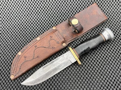 KABAR UNION CUTLERY CO FIXED BLADE HUNTING KNIFE + SHEATH - Image 1 of 4
