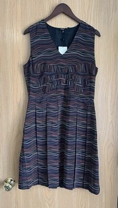 Raoul | Women’s 10 | Black Red Baby Pleated | Silk V-Neck Dress Sleeveless NWT - Picture 1 of 8