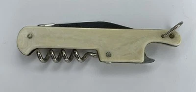 Cuchillo de bolsillo de celuloide vintage multiherramienta abrebotellas llavero 3” EE. UU. Foto 1 de 4