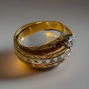 ESTATE Find GOLD & Diamond COUPLE Wedding BAND Set 10k SIZE’S 5.75 & 9.50 Nice - Picture 1 of 18
