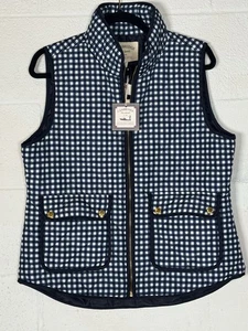 Cambridge Dry Goods Gingham Steppweste Navy Weiß L Neu mit Etikett Preppy Classic - Bild 1 von 7
