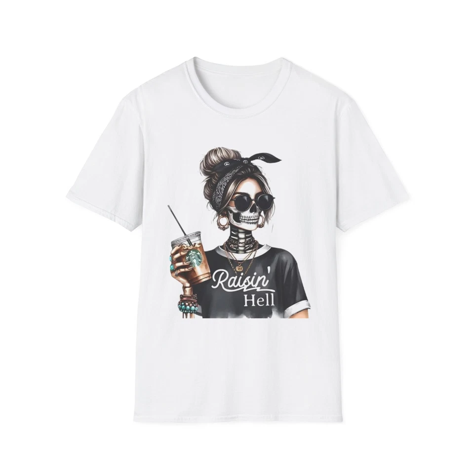 Mujer Calavera Gráfico Camiseta Pasas Infernal Retro Estilo Rocker Unisex Foto 1 de 1