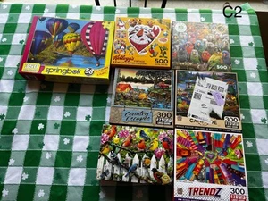 7 puzzle lot! MasterPieces, Roseart 300-500 pc puzzles! Landscapes, Birds, Treat - Picture 1 of 1