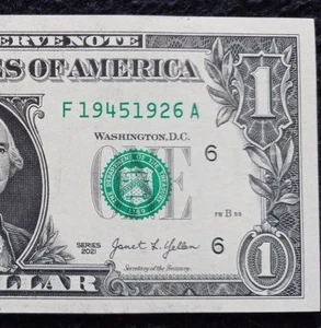 MINT UNC/GEM 1945 1926 Tombstone Fancy Serial Number Date Note One Dollar Bill  - Picture 1 of 3