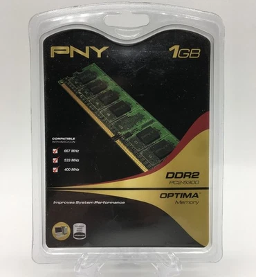 PNY Optima 1 GB DDR2 667 MHz PC2-5300 Desktop DIMM Memory Module (MD1024SD2-667) - Image 1 of 2