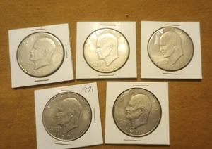 Lote de 5 monedas de dólar Philadelphia Eisenhower 1971 circuladas - Imagen 1 de 11