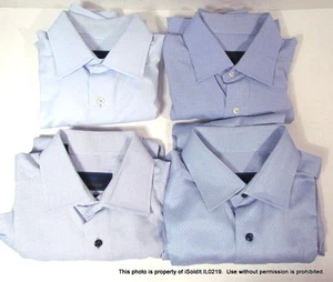 LOTTO 4 CAMICIA ABITO UOMO DAVID DONAHUE 16 32/33 regular slim orlo fantasia blu - Foto 1 di 9