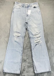 VERVET Leslie 90s Vintage Flare Distressed High Rise Blue Jeans NWT Size 30 Long - Picture 1 of 13