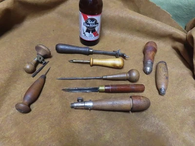 (9) Herramientas de trabajo de cuero de colección, usos mixtos, EE. UU.~AVG/GD🤠LT12.3.25 Foto 1 de 4