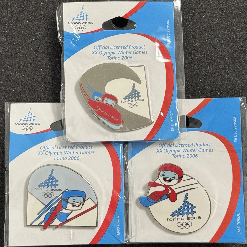都灵 2006 年冬季奥运会吉祥物徽章(3 件装) — 第 1/1 张图片