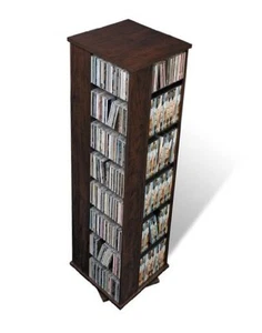 4 Revolving Display Cabinet Media Storage, Large Four-Sided Spinning Espresso - Picture 1 of 7