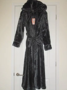 MARKS AND SPENCER ROSIE GREY FLEECE HOODED DRESSING GOWN ROBE SIZE XS UK 6-8 - Picture 1 of 8
