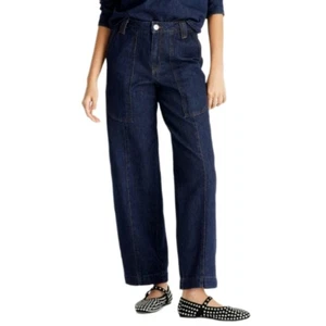 Future Collective High-Rise Straight Leg Jeans Damen 12 Dark Denim Barrel Baggy - Bild 1 von 9