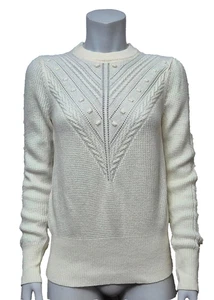 MARKS & SPENCER PER UNA Womens Long Sleeve Ivory Breathable Acrylic Jumper UK 10 - Picture 1 of 2