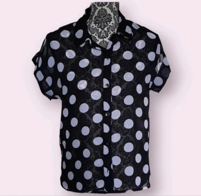 No Boundaries Sheer Polka Dot Tunic Top - Image 1 of 4