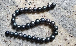 Tahiti Perlen Collier mit Onyx - Wechselschließe, 32 Perlen 42,5 cm D. ca. 12 mm - Bild 1 von 6