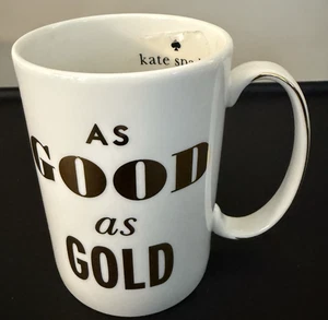 Taza de café Kate Spade/Lenox New York simplemente brillante "tan buena como dorada" NUEVA - Imagen 1 de 7