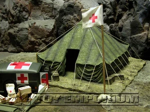 "RETIRED" Build-a-Rama 1:32 Scale Hand Painted WWII German Medic Flag Pole Set - Picture 1 of 5
