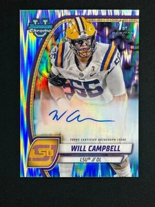 2023-24 Bowman University Chrome Will Campbell 1st Stealth Refractor Auto SP LSU - Picture 1 of 2