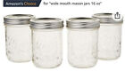 Ball Mason Jar Pint Wide Mouth Clear Glass W/Lids and Bands, 16-Ounces (Set of 4