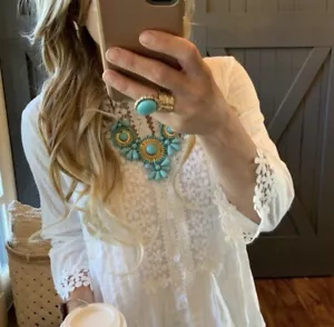 XXL Neu Übergröße Boho Weiß Spitze ätherisch Landhaus Top Bluse Damen 2X - Bild 1 von 11