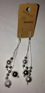 Trio Bead Drop Earrings By JanetLee Jewelry - 3 1/2" NEW - Picture 1 of 2