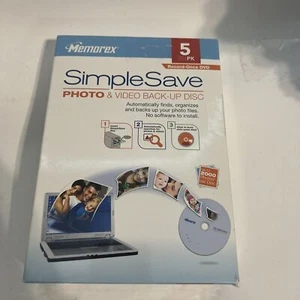 Memorex Simple Save Photo & Video Back Up Disc 5 Pack Record Once DVD - Picture 1 of 1