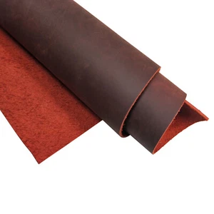 Red Crazy Horse Leather Sheets_1.8-2.0mm Thick Cowhide Square USA Shipping - Picture 1 of 14