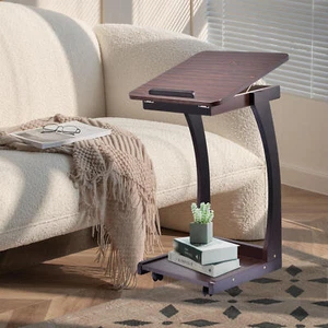C Shaped End Table With Adjustable Desktop,Small Side Table For Couch,Sofa Table - Picture 1 of 9