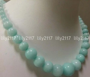 Natural 6-14mm Light Blue Brazilian Aquamarine Gems Round Beads Necklace 18" - Picture 1 of 3