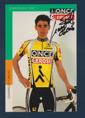 CYCLISME carte cycliste GIAMPAOLO CARUSO équipe ONCE EROSKI 2002 Signée - Photo 1/2