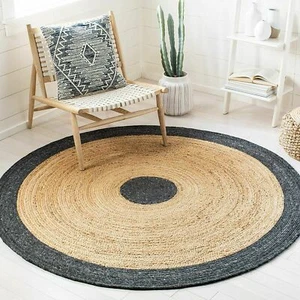 Tapis 100 % jute naturel tapis rond réversible décoration moderne tapis de salon - Imagen 1 de 5