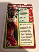 TOP TRUMPS  CARD  SHIVNARINE CHANDERPAUL  WEST INDIES  CRICKET