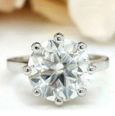 7CT Blanco Roto Tratados Diamante Anillo En 925 Plata de Ley Certificado! Ideal - Imagen 1 de 4