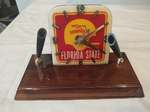 Florida State Seminoles Custom Made Desk Clock Pen Stand Wood Cover