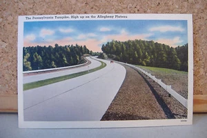 VINTAGE POSTCARD ~THE PENNSYLVANIA TURNPIKE, HIGH UP ON THE ALLEGHENY PLATEAU~ - Picture 1 of 2