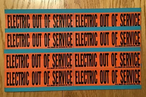 Brady 44250 “Electric Out Of Service” Sticker/Marker Lot Of 12 (3 Cards Of 4) - Picture 1 of 1