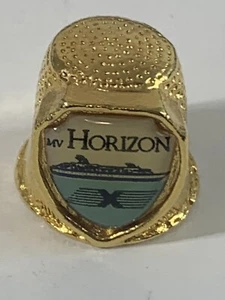 Celebrity Cruises Horizon Cruise Ship Boat Souvenir sewing thimble gold tone - Picture 1 of 6