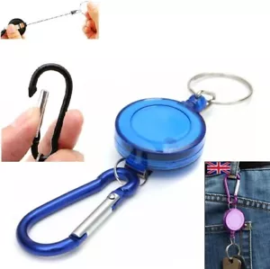 Retractable Key Chain Safety Coil Ring Pull Carabiner Security Belt Card Holder - Picture 1 of 1
