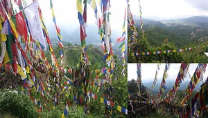 Himalaya Tibete Mönch Buddhist Mantra Quadrat Nepalesische Dekoration Gebetsfahne  - Bild 1 von 3