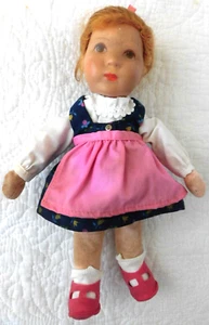Vintage 9 ½ in Kathe Kruse rubber head CLOTH doll in tagged dress outfit AS IS - Picture 1 of 11