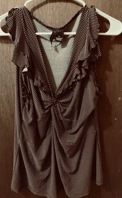 New Directions Women’s V-Neck Brown Polka Dot Sleeveless Tank Top Sz XL - Image 1 of 4