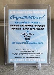 2024-25 TOPPS CROMO UEFA UCC RODRIGO MORA RC AUTO VERDE LAVA/99 CANJE - Imagen 1 de 2