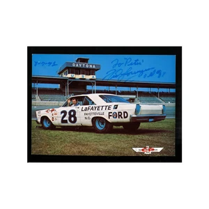 Fred Lorenzen Nascar Autographed Signed #28 Ford Car Inside Car Waving Postcard - Picture 1 of 2