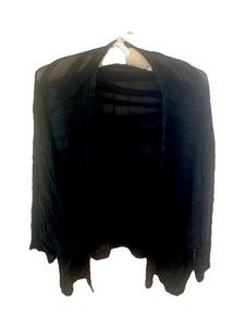 Cardigan nero a righe trasparenti grande - Foto 1 di 5