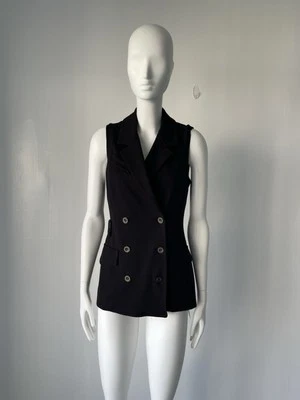 BAILEY 44 Black Sleeveless Blazer Vest Double Breasted Military Style Size S - Image 1 of 4