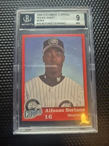 2000 Columbus Clippers Police #16 Alfonso Soriano RC Yankees Minor League BGS 9 - Picture 1 of 2