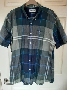Barbour Douglas Tartan Short Sleeve Cotton & Linen Shirt Men's Size XXL - Picture 1 of 6