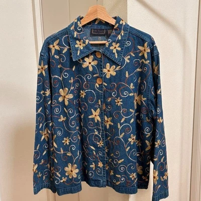 Archive Denim Jacket All-Over Embroidery Large Size DRIES VAN NOTEN USED - Image 1 of 4