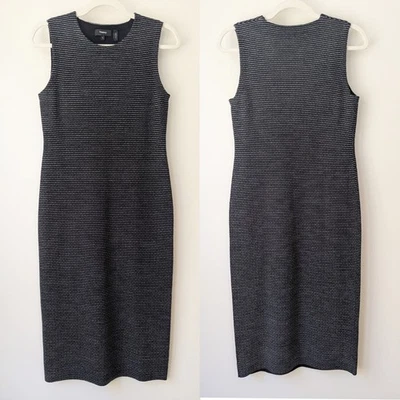 THEORY Koldeen O Noble Stretch Wool Navy  Striped Sleeveless Midi Dress S - Image 1 of 4